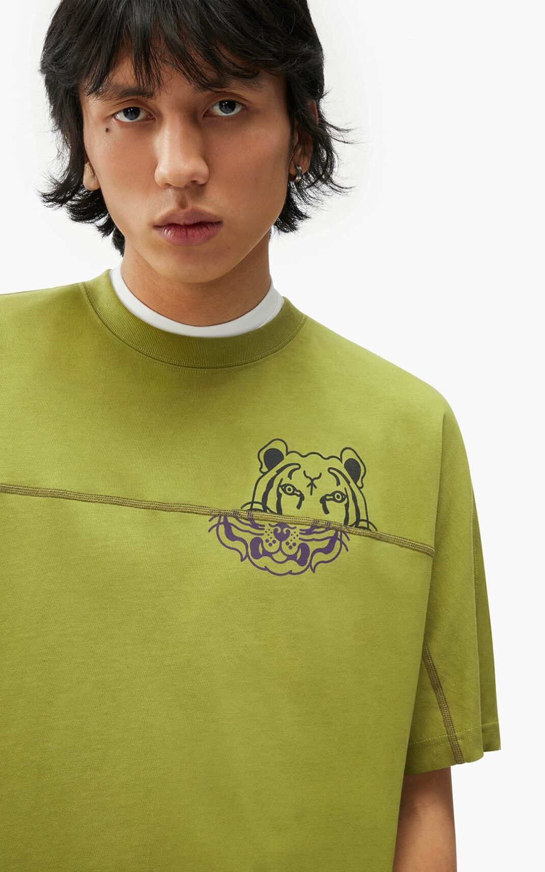 Kenzo K Tiger oversized Camisetas Hombre Verde Oliva | 3167854-EV